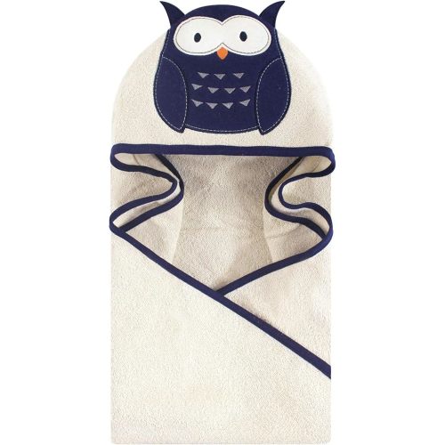 Hudson Baby Unisex Baby Cotton Animal Face Hooded Towel, Navy Owl, One Size