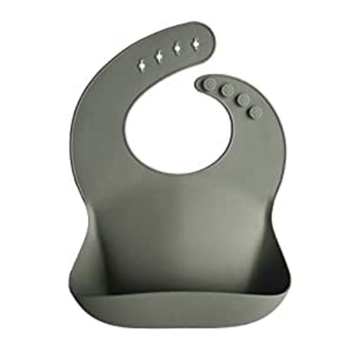 Amazon.com: mushie Silicone Baby Bib | Adjustable Fit Waterproof Bibs (Silver Sage) : Baby