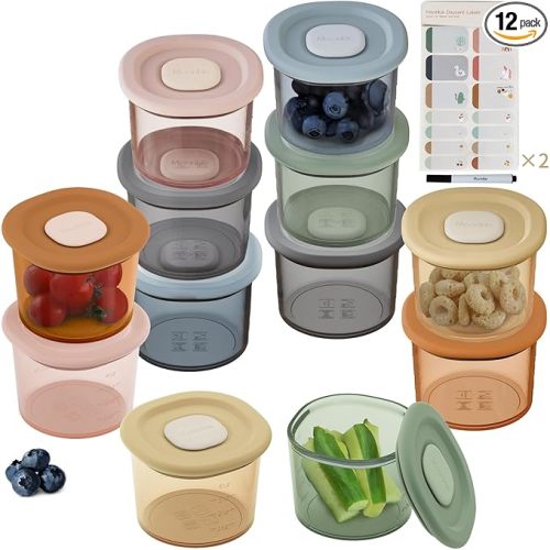 Moonkie Silicone Baby Food Containers | 4 oz Baby Food Storage Jars with Airtight Lids | Reusable Baby Food Jars, Freezer,Microwave and Dishwasher Safe, Perfect for Infant & Toddler
