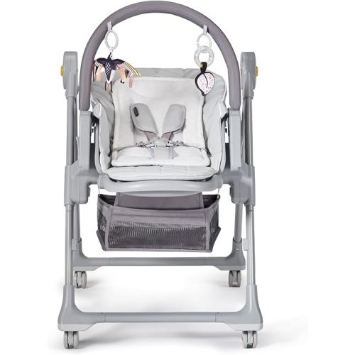 Kinderkraft LASTREE Foldable Baby High Chair for Babies and Toddlers with Reclining Function, Play Bar, Adjustable Tray and Footrest in Grey
