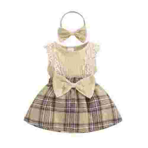 Newborn Baby Girl Plaid Coffee Coordinated Outfit Sleeveless Romper Dress with Lace Ruffles Summer Birthdays