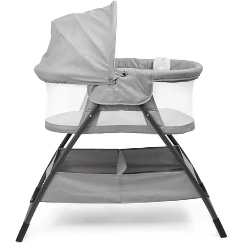 Baby Delight Beside Me Doze Deluxe Baby Bassinet, Bedside Sleeper, Foldable, Removeable Canopy, Pebble Grey