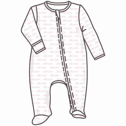Little Sister Print Zip Footie