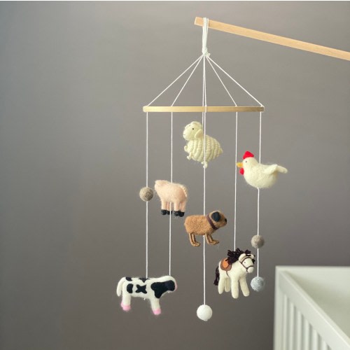 Farm Animals Baby Mobile Barnyard Nursery Decor Farm House Baby Room Cow Horse Pig Sheep Chicken Dog Mobile Domestic Animals Crib Mobile