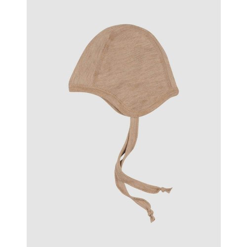Baby merino wool bonnet in Caramel melange