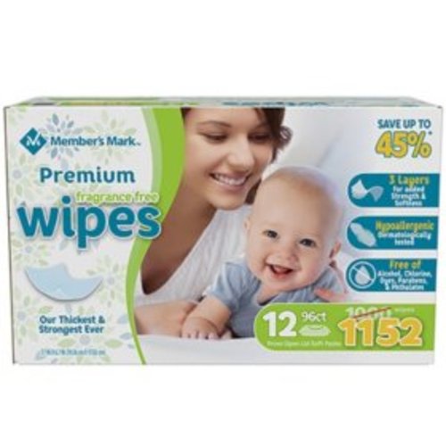 Fragrance Free Baby Wipes 12pks of 96 (1152 ct.) - Members Mark Sam's Club