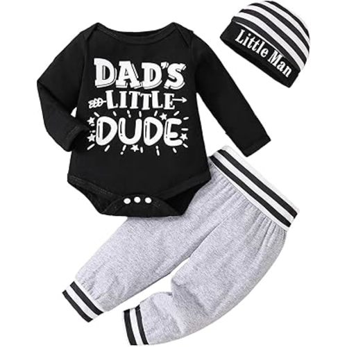 MVUOCR Toddler Baby Boy's Outfits Fall Clothes Set Print Long Sleeve Pants Sets and Hat Soft Baby Coming Home Hospital Romper