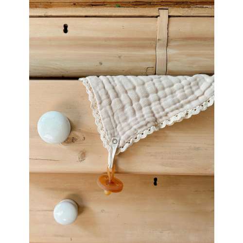 Mini Baby Comforter Blanket | Dummy Holder Blanket | Muslin Mini Blanket | Baby Shower Gift | 100% Organic Cotton Blanket | Lace Trim