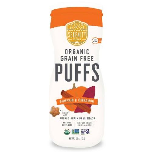 Serenity Kids Pumpkin & Cinnamon Organic Grain Free Puffs Baby & Toddler Snacks - 1.5oz