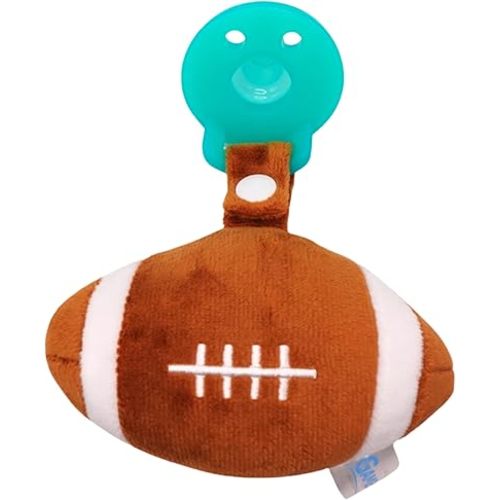 Baby Boy and Girl Silicone Pacifier with Detachable Sports Plush Toy Holder, Football