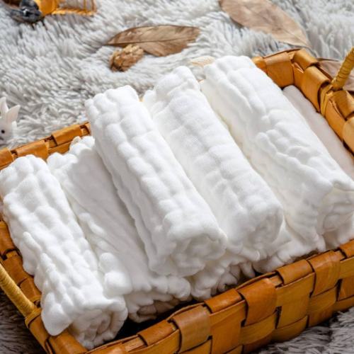 Baby Muslin Washcloths- Natural Cotton Wipes - Soft Newborn Face Towel for Sensitive Skin- Registry as Shower, 10 Pack 12x12 inches by MUKIN (White)