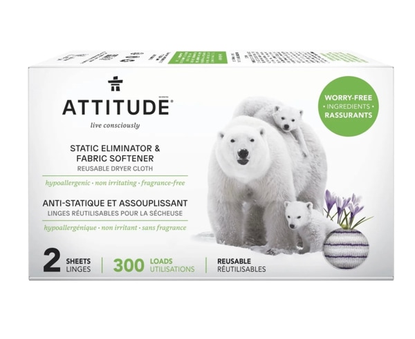 Fabric Softener Sheets - Anti-Static & Reusable - 300 Loads I ATTITUDE