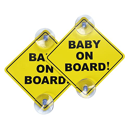 Baby on Board Sticker for Cars 2PCS, WZCNDIDI Baby On Board Warning Signs with Suction Cups, Durable and Strong Without Residue