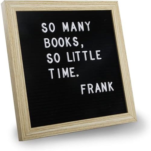 C CRYSTAL LEMON Letter Board, 317 Pre-Cut Letters Numbers & Symbols, Felt Letter Board, 10x10 inches, Changeable Wooden Message Board Sign, Wood Frame, Wall Mount, with Display Stand (Black)