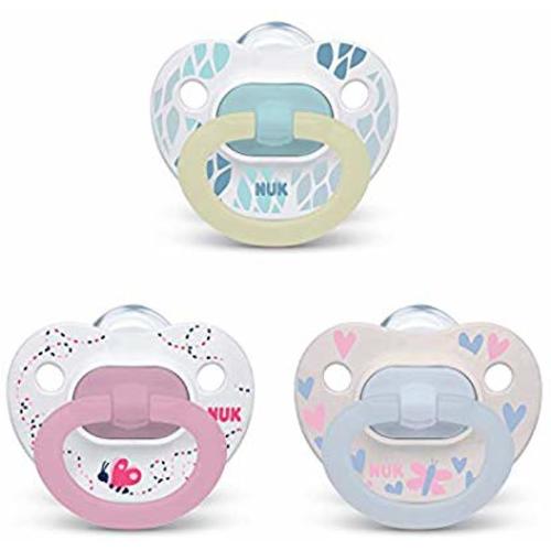 NUK Orthodontic Pacifier Value Pack, Girl, 0-6 Months, 3-Pack - 0-6 Month (Pack of 3) - Butterflys