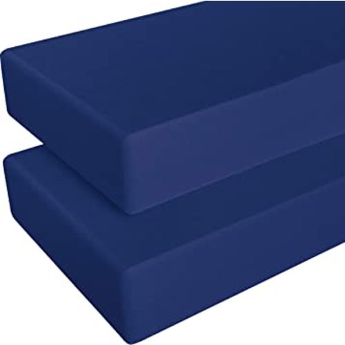 NTBAY 2 Pack 100% Brushed Microfiber Fitted Crib Sheet, Super Soft and Cozy 28x52 Crib Sheet for Standard Crib and Toddler Mattresses, Boys, Girls, Unisex, Navy Blue, 28x52 Inches