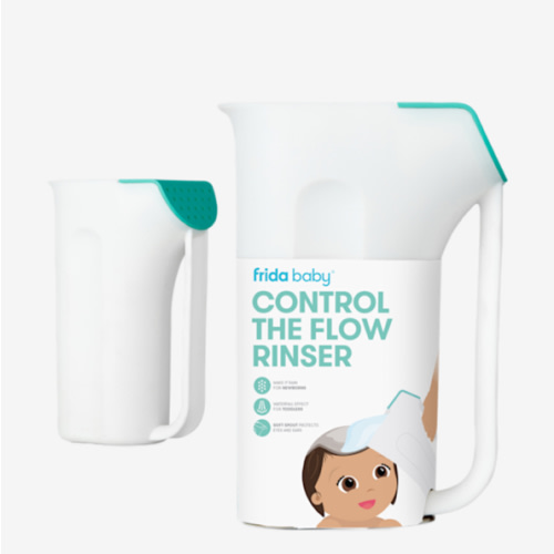 Frida Baby Control The Flow Bath Rinse Cup, Tear Free Rinser to Wash Hair and Body with Easy Grip Handle and Removable Rain Shower, Made in USA
