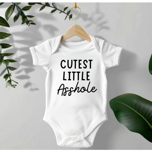 Cutest Little Asshole Funny Baby Shower Gift, Hilarious Baby Bodysuit, Fun New Mom Gift, Cool Baby Clothes, Rock Alt Mom Baby Apparel