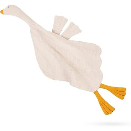 Baby Toys Lovey Blanket Soft Goose Toys for Newborn Essentials 0-6 Months, Sensory Stuffed Animal Security Blanket for Boys and Girls (Goose-Cream)