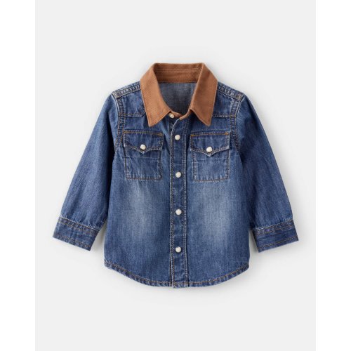 Baby Boy Western Denim Long-Sleeve Button-Down Shirt - Blue - OshKosh | Carter's