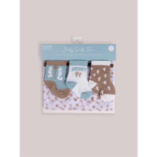 3-Pack Soft Durable Baby Socks Set - Howdy Partner Blue