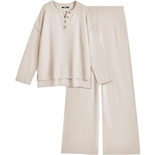 EFAN Womens 2 Piece Lounge Sets Trendy Cozy Knit Slouchy Loungewear Sweater Set