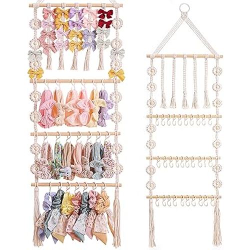 Bow Organizer for Girls, Claw Clip Organizer, Bow Hanger for Girls, Baby Girl Nursery Decor, Toddler Hair Accessory Organizer，Hanging Organizer