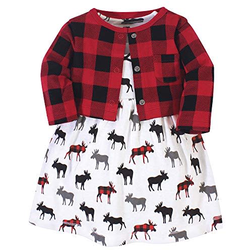 Hudson Baby Baby Girls' Cotton Dress and Cardigan Set