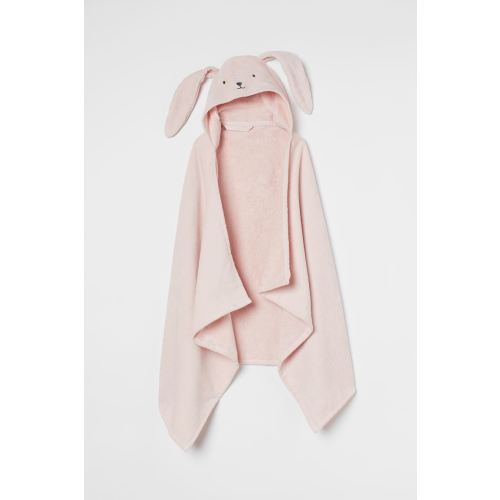 Hooded Bath Towel, Light pink/rabbit
