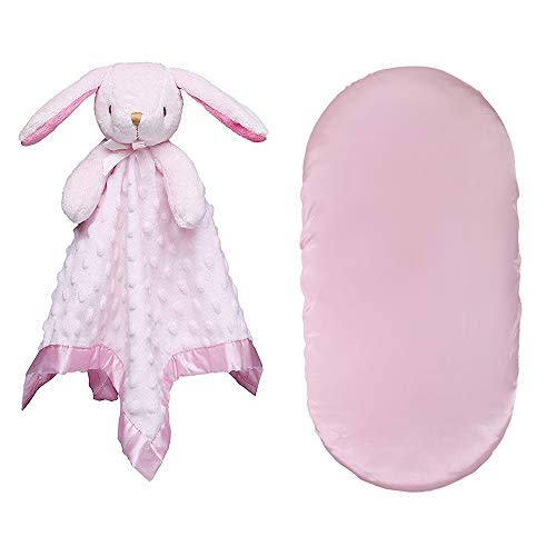 Pro Goleem Bunny Lovey and Satin Bassinet Sheet, Pink