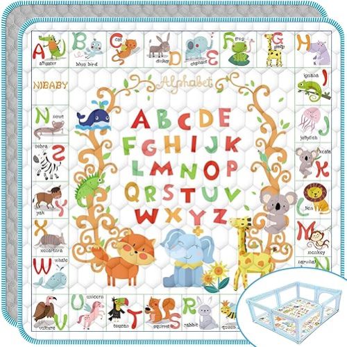 Baby Play mat,50" X 50" Premium Foam ABC Animals Playpen Mat for Playing Crawling & Learning,Baby Play Mats for Floor, Non-Slip and Washable Crawling Mat for Newborns,Infants,Babies,Toddlers.