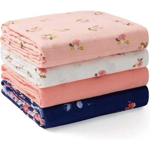 Momcozy Muslin Swaddle Blankets, Soft Silky Baby Blankets 47 x 47 inches, Breathable Swaddle Blankets, Newborn Receiving Blanket for Boys and Girls, 4 Pack