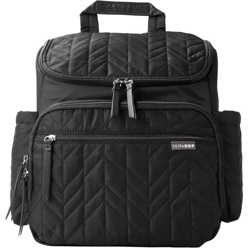 Skip Hop Diaper Bag Backpack: Forma, Multi-Function Baby Travel Bag with Changing Pad & Stroller Attachment, Jet Black
