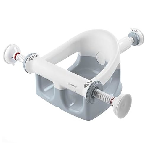 Summer by Ingenuity My Bath Seat for Sit-Up Baby Bathing, Sure & Secure Suction Cups, ASTM Safety Tested & Approved, Backrest for Assisted Sitting, Easy Setup & Storage, Gray