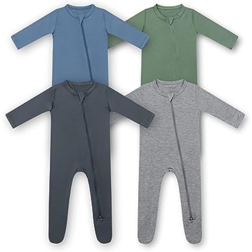 HAPIU Rayon from Bamboo Baby Footed Pajamas, 2 Way Zipper YKK, Footie for Baby Boy Girls, Newborn-24 Months