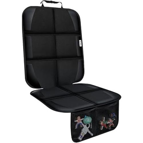 Meolsaek Car Seat Protector for Child Car Seat, Durable 600D Fabric Waterproof Car Seat Cover with Thick Pad Non-Slip Backing (No Imprints) (1 pc-Seat Protector Black)