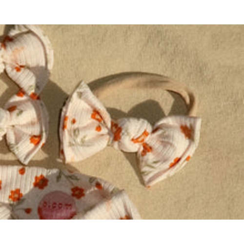 Cream and Orange Dainty Floral Ribbed BloomCLIPS or Nylon Headband – Bloom Headwraps