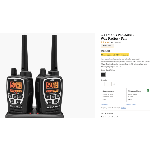 GXT3000VP4 GMRS 2-Way Radios - Pair