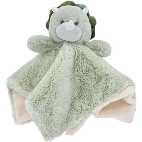K. Luxe Baby Security Blanket Lovey with Rattle (Green Dinosaur)