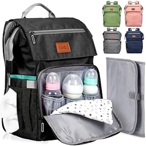 PILLANI Baby Diaper Bag Backpack - Baby Bag for Boys & Girls, Diaper Backpack - Large Travel Diaper Bags for Baby Girl w/Changing Pad - Newborn Essentials,Baby Registry Search,Baby Shower Gifts Stuff