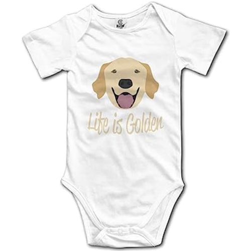 Life is Golden Cartoon Infant Toddler Rompers Baby Short Sleeves Onesie Bodysuit Unisex