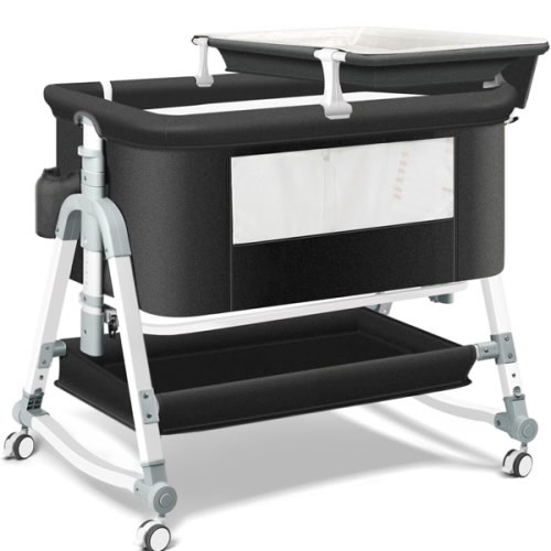 4 in 1 Baby Bassinet Bedside Sleeper, Portable Bassinet with Wheels, Baby Crib with Changing Station, Included Mattress for Storage, Foldable Travel Bedside Sleeper for Baby/Newborn 0-6months (Black)