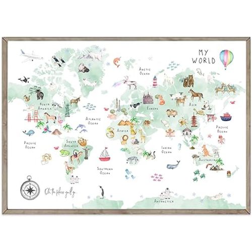 Beautiful World Map Children's and Nursery Wall Mural by Jessie Steury