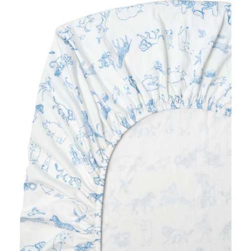 Animal Parade Print Elastic Corner Crib Sheet, Blue - Oso & Me | Maisonette