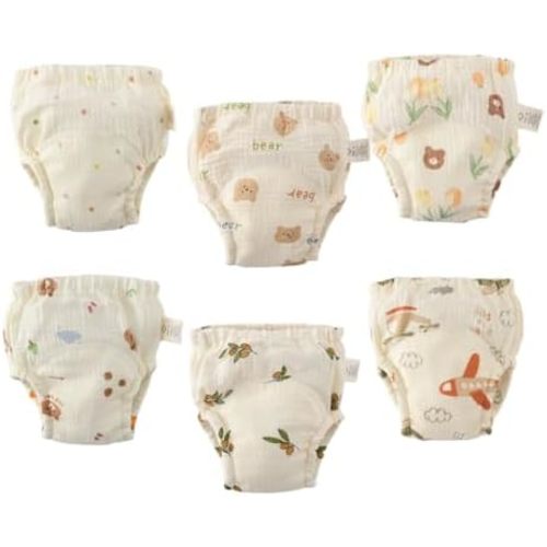 Baby Training Underpants,Soft Cotton Absorbent Potty Training Underwear For Baby Boys And Girls 6 Pack