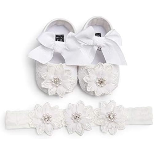 Ohwawadi Infant Baby Girl Shoes Baby Mary Jane Flats Princess Wedding Dress Shoes Crib Shoe for Newborns, Infants, Babies, and Toddlers