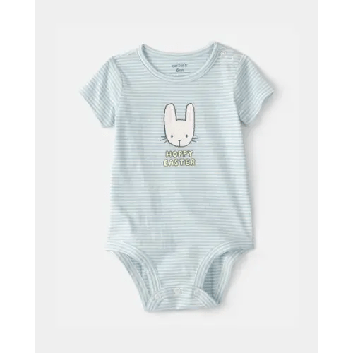 Baby 'Hoppy Easter' Bunny Graphic Bodysuit - Blue | Carter's