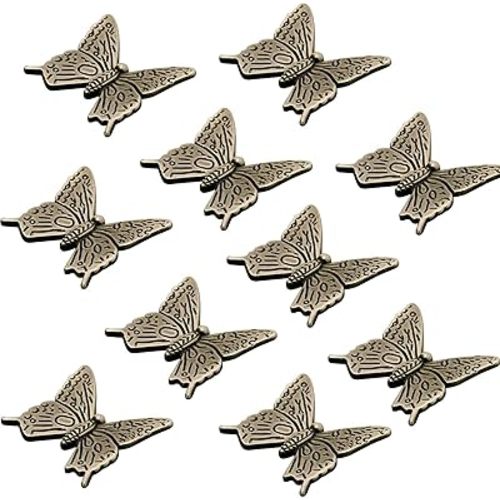 10 Pcs Butterfly Alloy Cabinet Knobs,Vintage Butterfly Shape Drawer Knob Pull Handle Butterfly Pulls for Dresser Drawer Cabinet Closet Cupboard Wardrobe