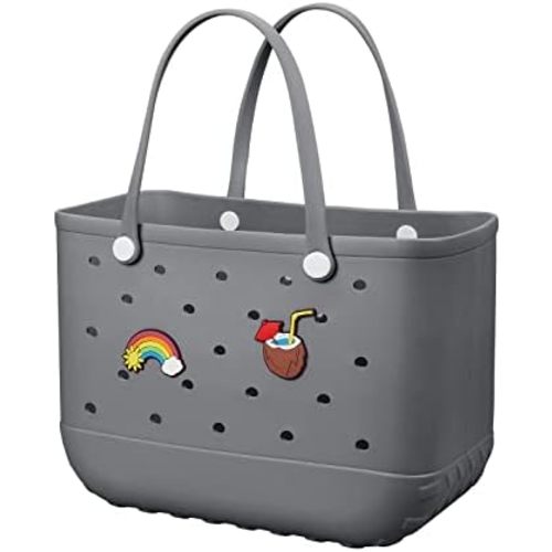 Beach Bag Rubber Tote Bag - Waterproof Travel Bag for Women Washable Tote Bag Handbag for Sports Beach Market Pool