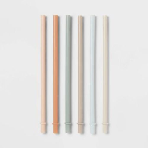 Kids' 6pc Plastic Tumbler Straws - Pillowfort™: Reusable Bpa-free Drinkware Accessories For Kids